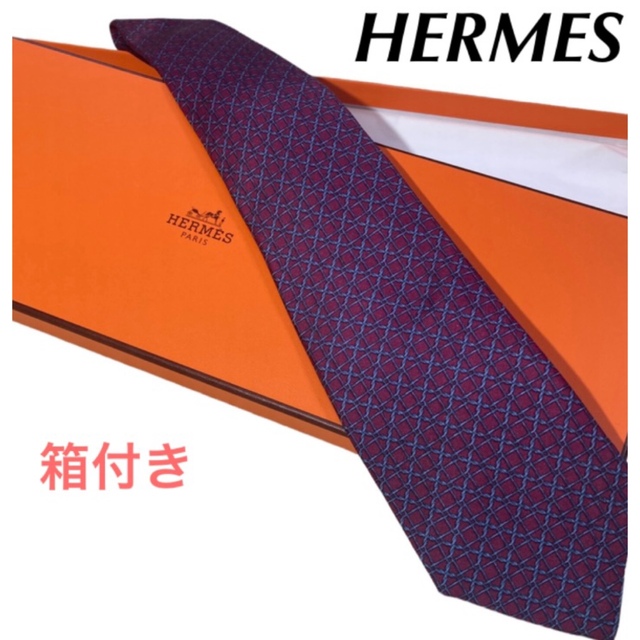 エルメス チェーン レッド ネクタイ レギュラー HERMES 赤 - ネクタイ