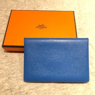 エルメス(Hermes)のHERMES エルメス　カルディ　名刺・カードケース青色(名刺入れ/定期入れ)