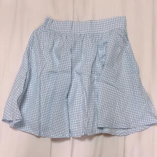 ギンガムチェック　水色スカート(ひざ丈スカート)