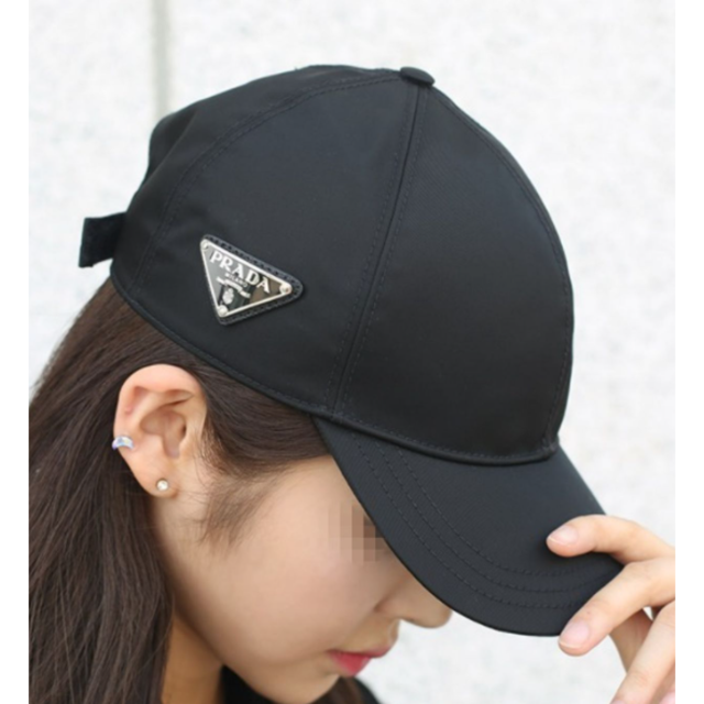 PRADA 帽子 黒 キャップ M トライアングル 人気定番