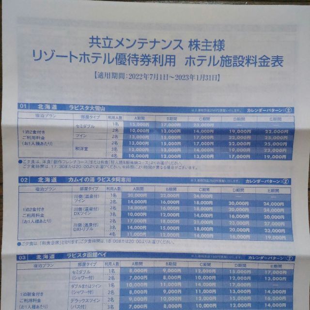 在庫処分 共立メンテナンス 共立リゾートホテル 優待券 2枚