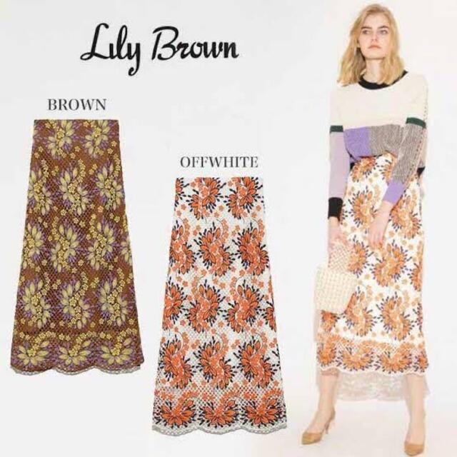 Lily Brown(リリーブラウン)のLily brown お花レースロングスカート レディースのスカート(ロングスカート)の商品写真