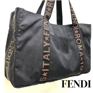 FENDI - FENDI フェンディ ナイロン トートバッグ ロゴライン ブラック ...