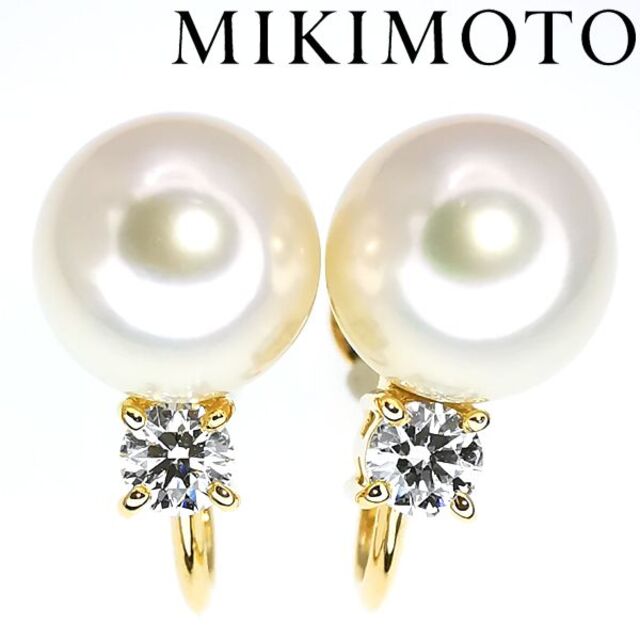 santa14477-DHミキモト MIKIMOTO K18 パール ダイヤモンド イヤリング