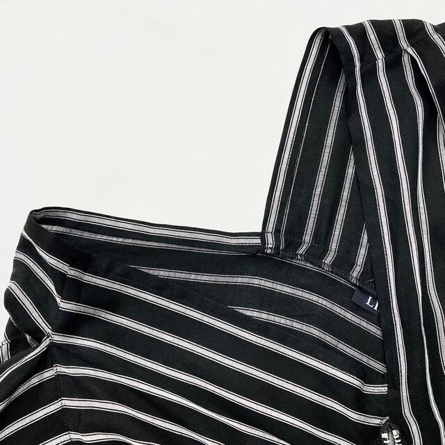 LIMI feu 19AW 黒グレー S ギャザー ストライプ 変形ドレス
