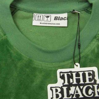 【希少デザイン】ブラックアイパッチ スウェット ベロア素材 緑 金刺繍 大きめ