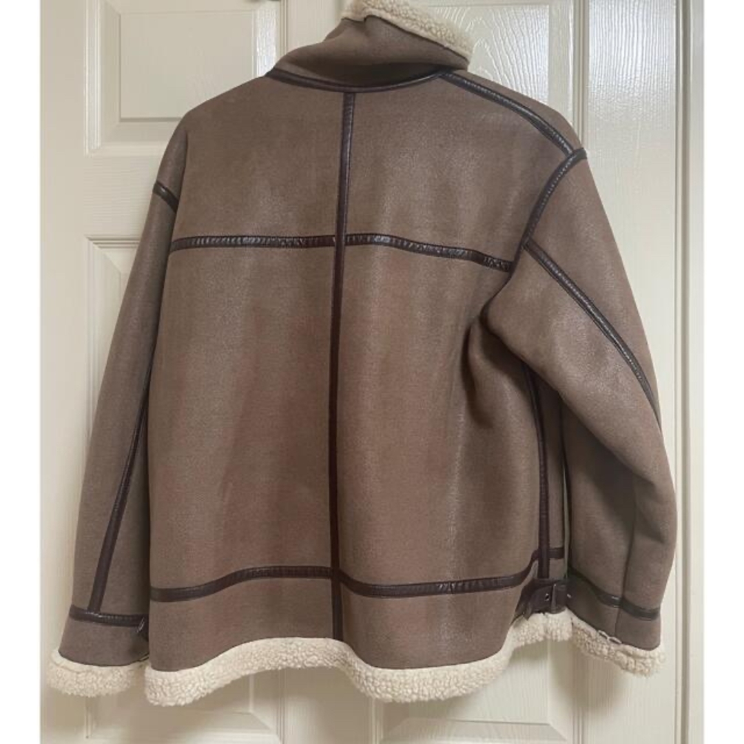 ZARA✨フェイクムートンジャケット　B-3 フライトジャケット　ダークブラウン 中古・古着通販】ZARA (ザラ) B-3フェイクムートンジャケット