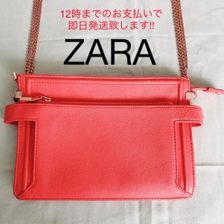 ザラ(ZARA)の【ZARA】ザラ ショルダーバッグ カバン かばん ピンク 赤 レッド(ショルダーバッグ)