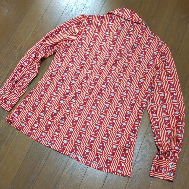 タグ付き 未使用 ポリシャツ 長袖シャツ レース 刺繍 レトロ 昭和 日本製