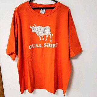 ブルシャツ！牛☆オレンジ　2XL XXL 古着(Tシャツ/カットソー(半袖/袖なし))