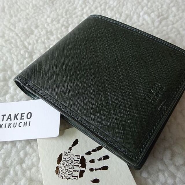 【新品/本物】TAKEO KIKUCHI（タケオキクチ）二つ折り財布/グリーン