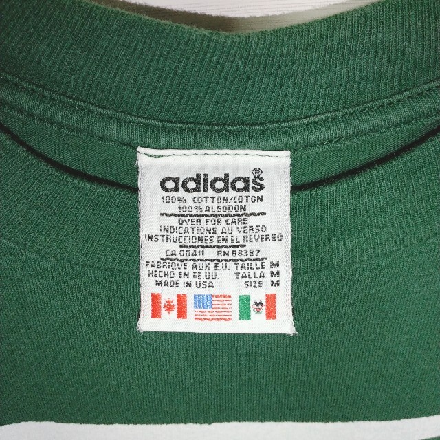 【万国旗タグ】80s-90s adidas　USA製　トレフォイルT　美品