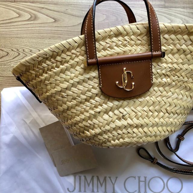 新品　Jimmy Choo MACY かごトートバッグ　ブラウン