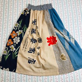 442 スカート 鯉 祭 手ぬぐい 手拭い リメイク ハンドメイド 古布の