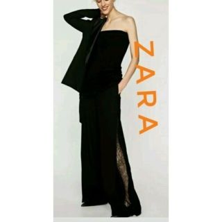 ザラ(ZARA)のザラZARA BASIC　パンタロン　サイドブラックレース　ワイドレッグパンツ(カジュアルパンツ)