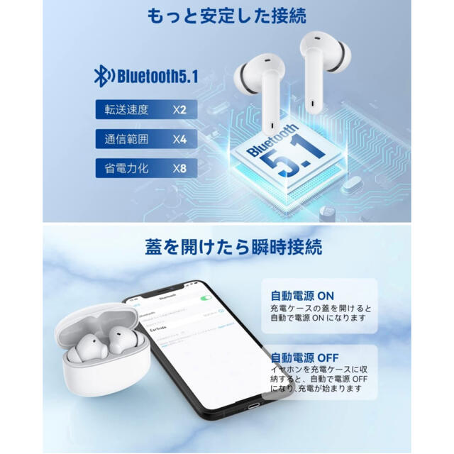  ワイヤレスイヤホン 2022年業界新開発版＆Bluetooth 5.1】 スマホ/家電/カメラのオーディオ機器(ヘッドフォン/イヤフォン)の商品写真