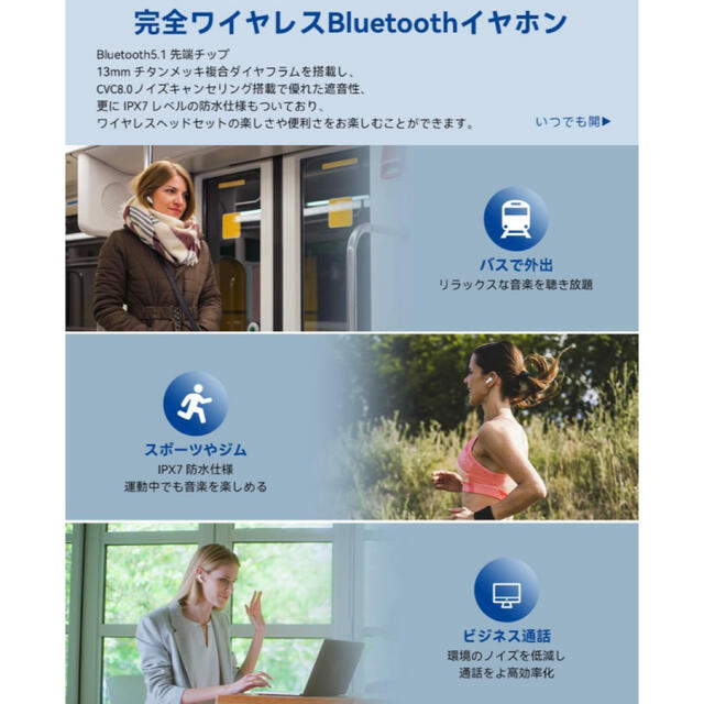  ワイヤレスイヤホン 2022年業界新開発版＆Bluetooth 5.1】 スマホ/家電/カメラのオーディオ機器(ヘッドフォン/イヤフォン)の商品写真