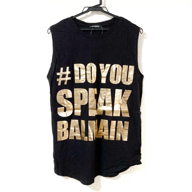 【タグ付き新品】BALMAIN定番バルマン金ロゴTシャツ黒34定価45,100円