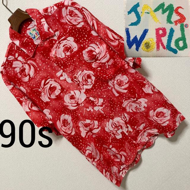 90s USA製◆JAMS WORLD◆薔薇 ローズ 花柄フラワー アロハシャツ