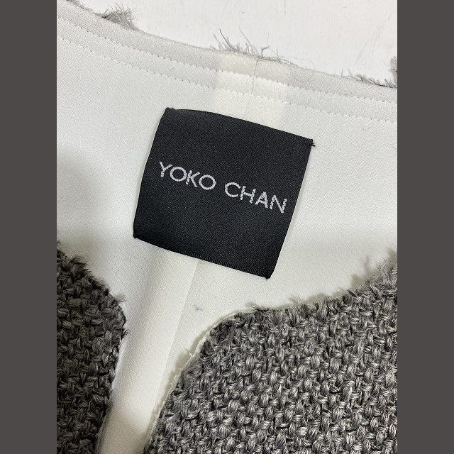 14SS ヨーコチャン YOKO CHAN ツイード ノーカラー ジャケット 2