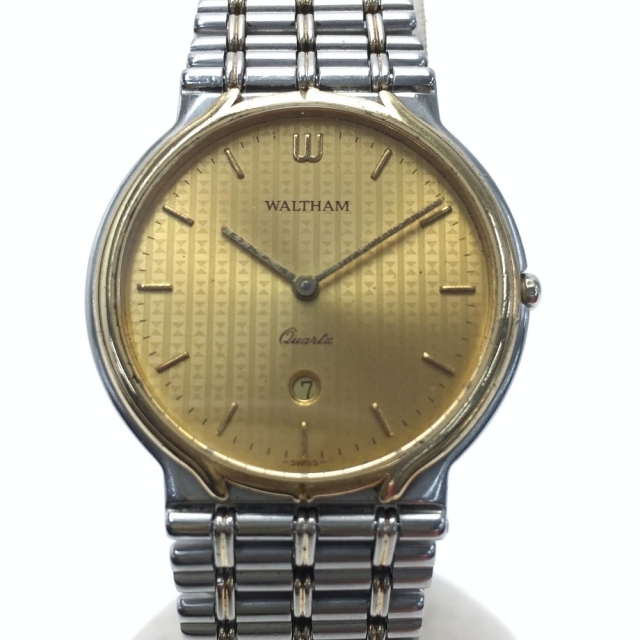 ☆☆WALTHAM ウォルサム アンティーク 63130.26 ゴールド文字盤 クォーツ デイト メンズ 腕時計