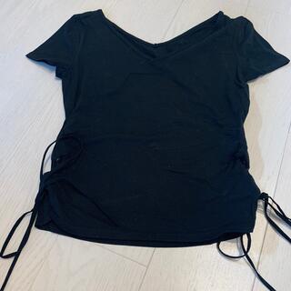 黒　トップス　カットソー　Tシャツ　セクシー　キャミソール  半袖　レディース (Tシャツ(半袖/袖なし))