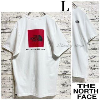 ザノースフェイス(THE NORTH FACE)の【未使用】ノースフェイス レッド ボックス ロゴ プリント Tシャツ 白 L(Tシャツ/カットソー(半袖/袖なし))