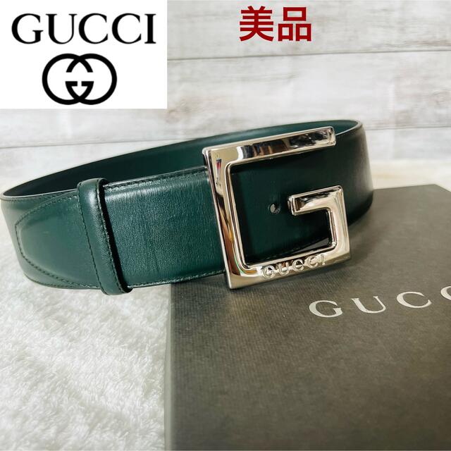 美品】GUCCI グッチ デカロゴ カーキ色 レディースベルト 人気の商品