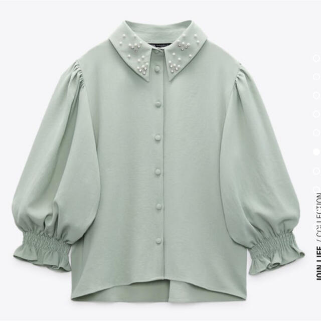 ZARA(ザラ)のZARA ラインストーンフルイドシャツ レディースのトップス(シャツ/ブラウス(長袖/七分))の商品写真