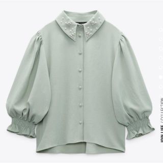 ザラ(ZARA)のZARA ラインストーンフルイドシャツ(シャツ/ブラウス(長袖/七分))