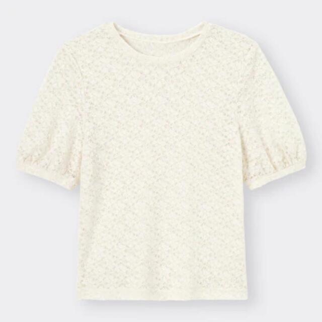 GU(ジーユー)のGU ジーユー レースT(半袖)Q オフホワイト レディースのトップス(Tシャツ(半袖/袖なし))の商品写真