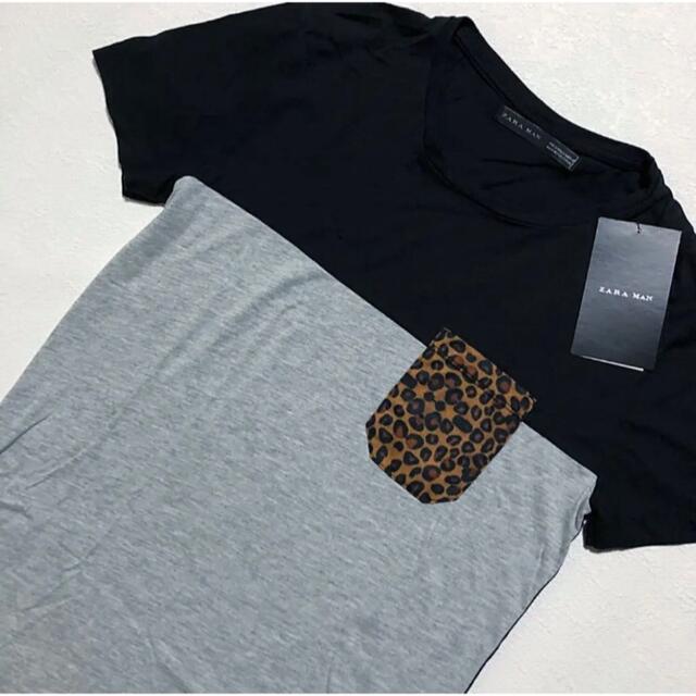 ZARA(ザラ)のsizeS◆匿名配送♢新品タグ付き♢ZARA◆Tシャツ バイカラー 胸ポケット メンズのトップス(Tシャツ/カットソー(半袖/袖なし))の商品写真