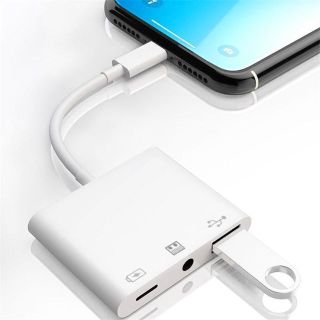 Iphone USB変換アダプタ イヤホン 充電 変換 ケーブル 3in1多機能(その他)