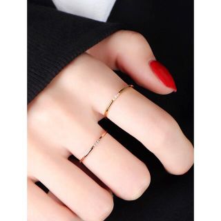 【新品未開封】1mm zirconia ring 3石 ピンクゴールド(リング(指輪))