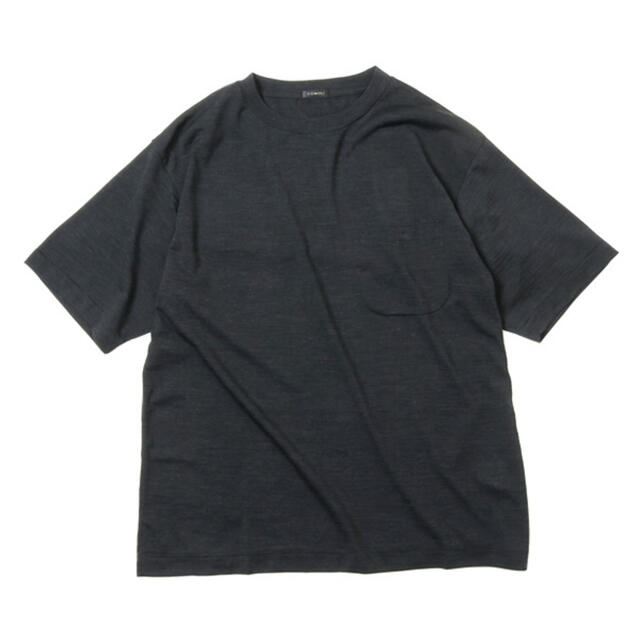 COMOLI(コモリ)のCOMOLI コモリ ウール天竺半袖クルー　black 2 メンズのトップス(Tシャツ/カットソー(半袖/袖なし))の商品写真
