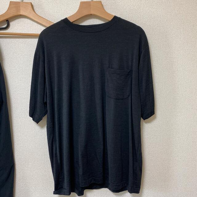COMOLI(コモリ)のCOMOLI コモリ ウール天竺半袖クルー　black 2 メンズのトップス(Tシャツ/カットソー(半袖/袖なし))の商品写真