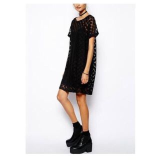 エイソス(asos)のASOS T-Shirt Dress In Spot Mesh エイソス ワンピ(ひざ丈ワンピース)