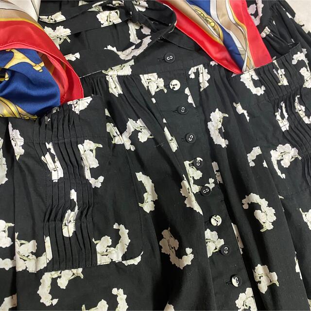 美品】ピンクハウスすずらん総柄ギャザーフレアスカート