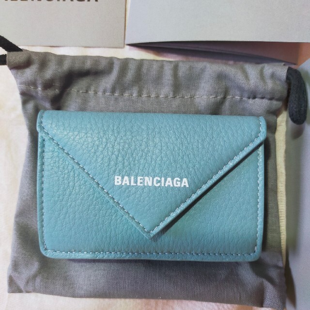 BALENCIAGA バレンシアガ ペーパーミニウォレット 青