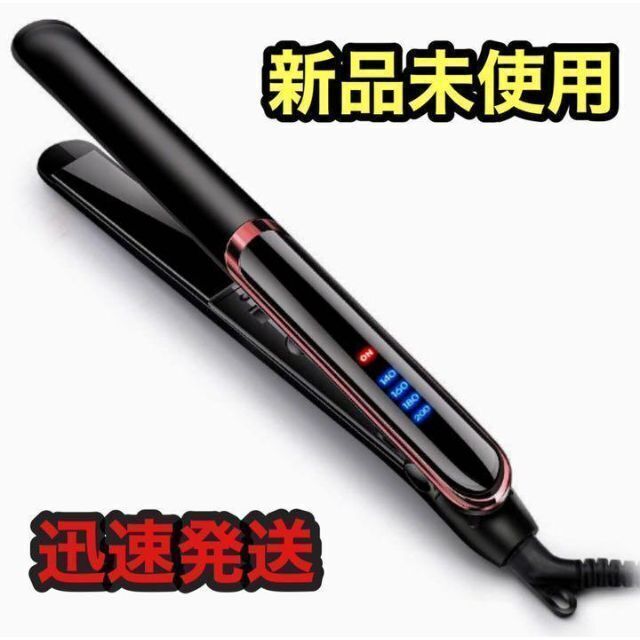 ☆新品未使用☆ 【黒】 ヘアアイロン ストレートアイロン 4段階温度調節 コテ スマホ/家電/カメラの美容/健康(ヘアアイロン)の商品写真