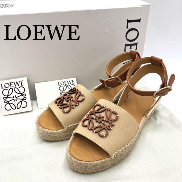 ロエベLOEWEゲートウェッジサンダル38