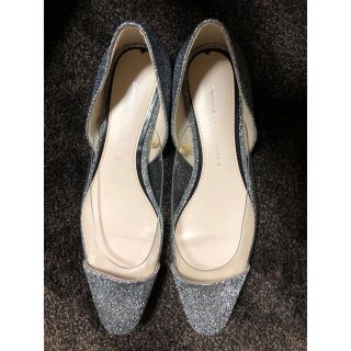 ザラ(ZARA)のZARA 40 size シルバーラメ フラット パンプス サンダル 踵あり　(バレエシューズ)