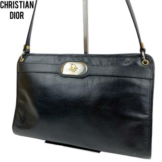 クリスチャンディオール(Christian Dior)の✨美品　クリスチャンディオール  ショルダーバッグ　G金具　ブラック　黒　レザー(ショルダーバッグ)