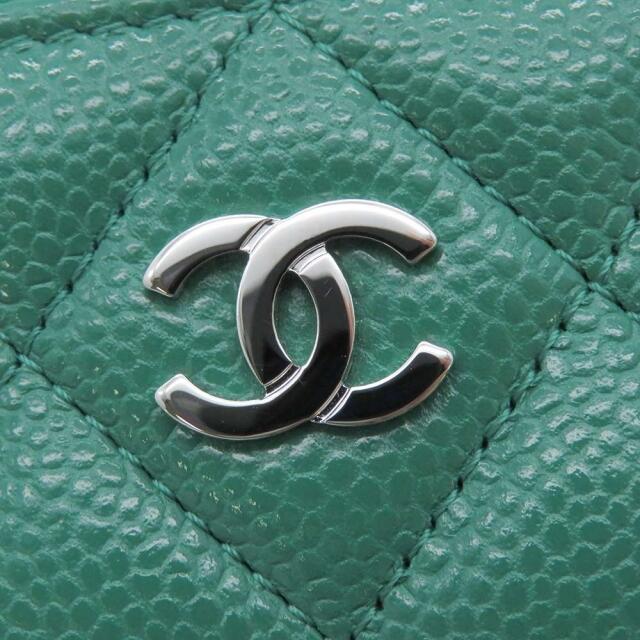 シャネル コインケース タイムレスクラシック マトラッセ ココマーク キーリング付き キャビアスキン AP0221 CHANEL 小銭入れ グリーン