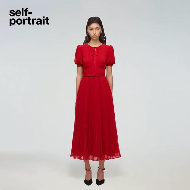 ❤️正規品Selfportrait22新作新品★赤　ロングワンピース　ドレス