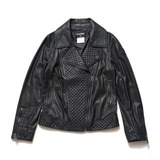 シャネル(CHANEL)のシャネル CHANEL マトラッセステッチライダースジャケット ライダ【中古】(ライダースジャケット)