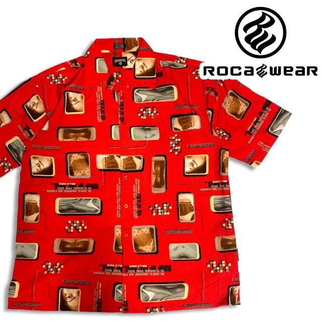 人気新品 90s Rocawear ロカウェア ポリエステル 総柄 シャツ XL 