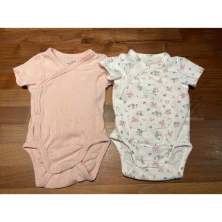 エイチアンドエム(H&M)のベビー 肌着 H&M ピンク 花柄 2枚セット 約60(肌着/下着)