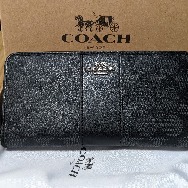 COACH(コーチ)のコーチ長財布　黒シグネチャー　黒のワンポイント メンズのファッション小物(長財布)の商品写真