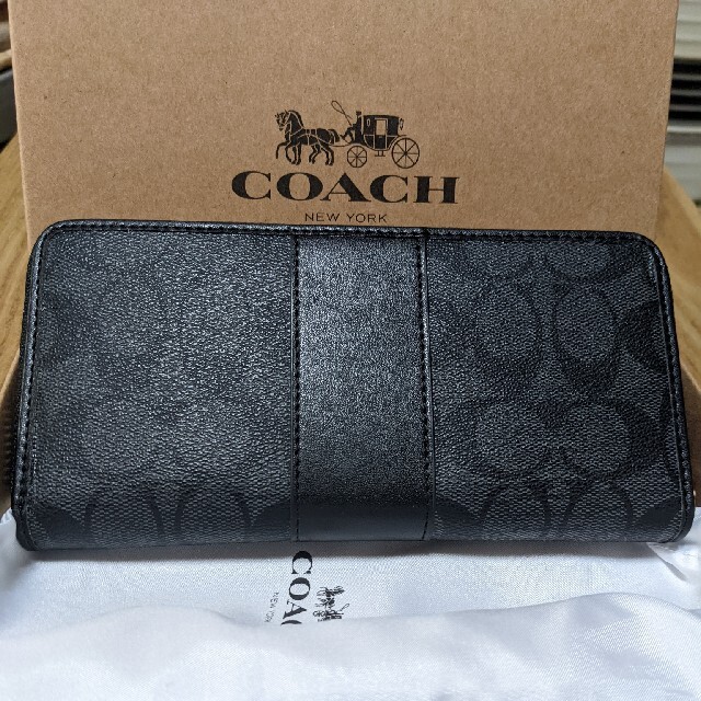 COACH(コーチ)のコーチ長財布　黒シグネチャー　黒のワンポイント メンズのファッション小物(長財布)の商品写真